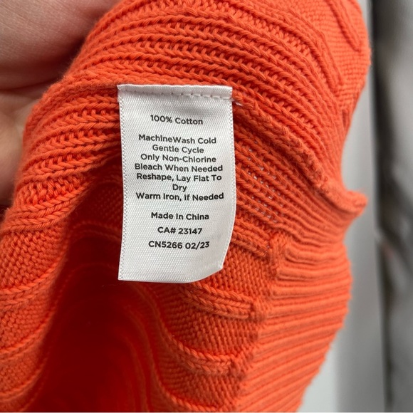 Talbots Pretty Orange Pink ribbed V-Neck Long Sleeve button Cardigan Sz M petite - Picture 4 of 6